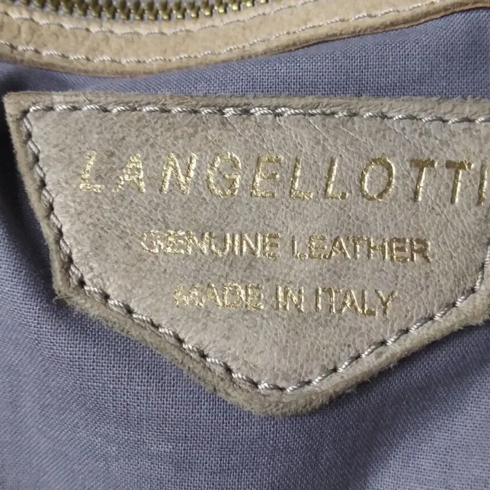 LANGELLOTTI Woven Leather Tote Bag Large Italian Leather Handbag Retail $375